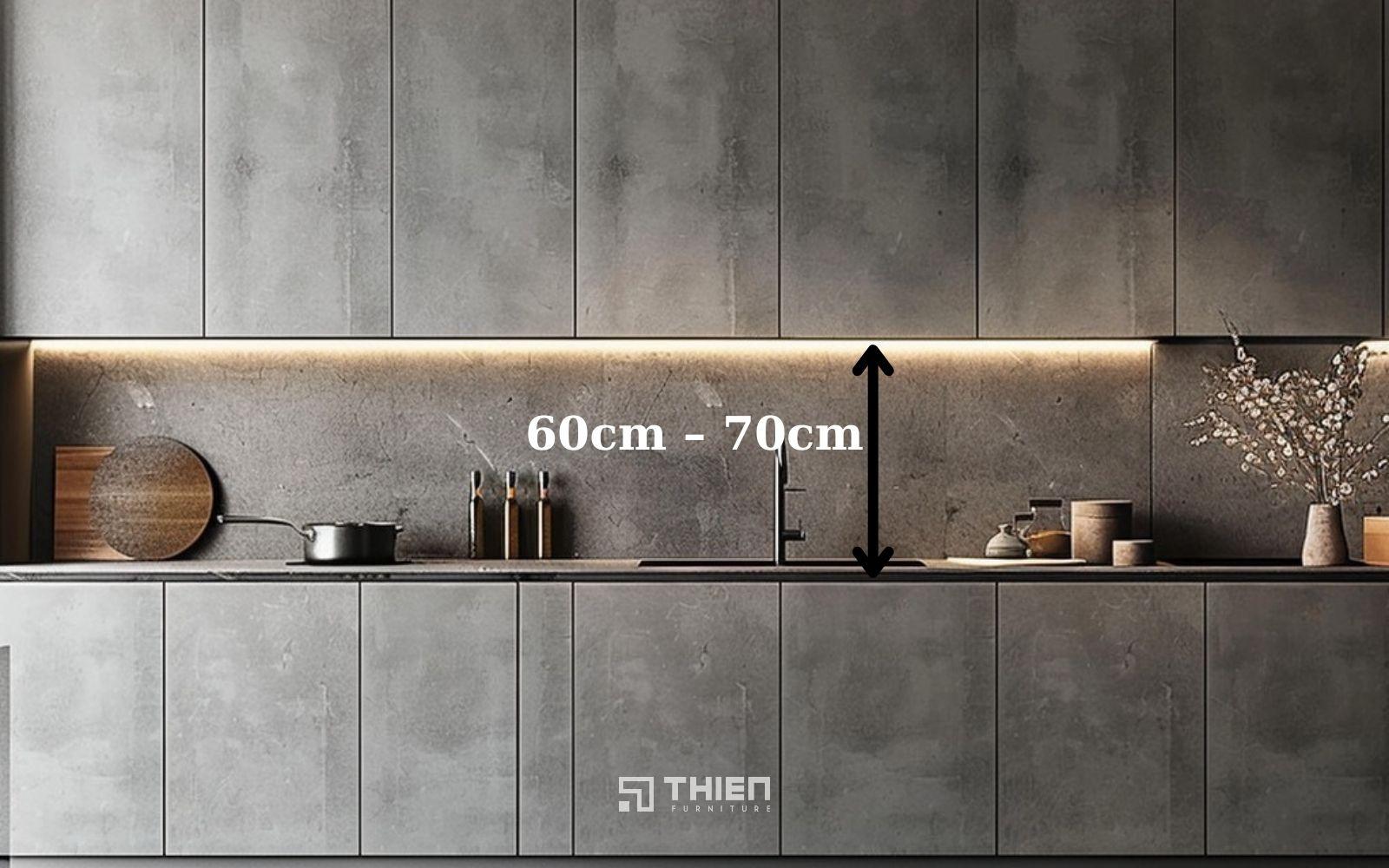 Khoảng cách giữa tủ bếp trên và tủ bếp dưới