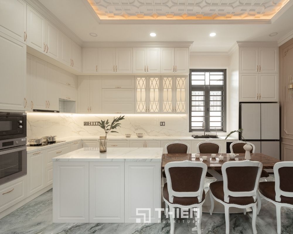 tủ bếp chữ L phù hợp cho nhà phố 