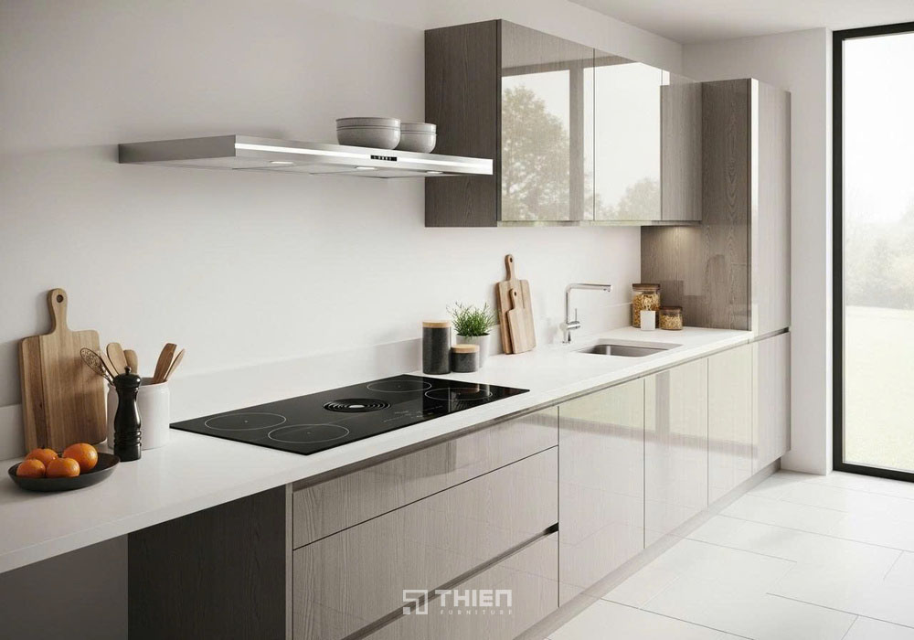 Tủ bếp nhựa giả gỗ sang trọng