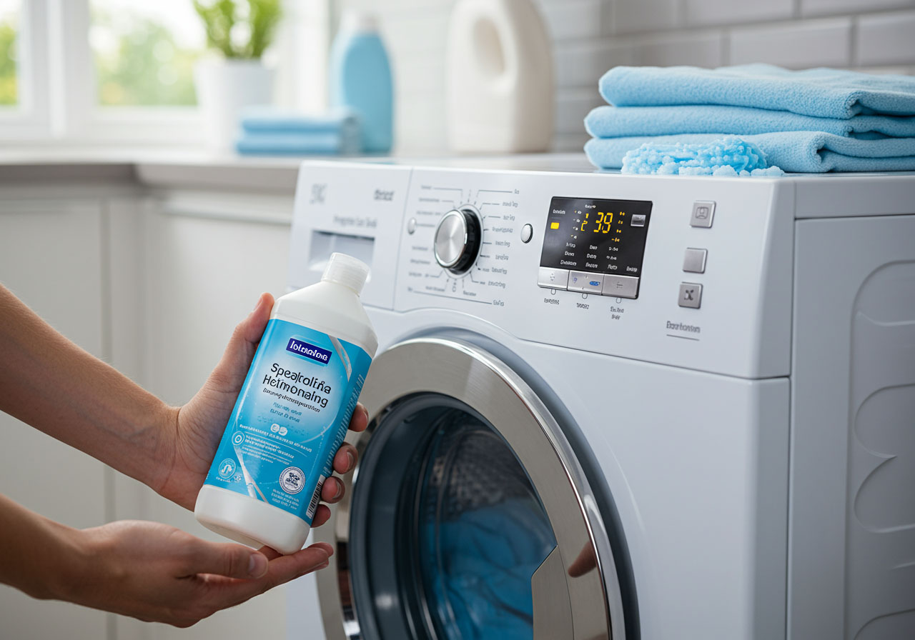 Vệ sinh máy giặt cửa trước bằng dung dịch vệ sinh chuyên dụng