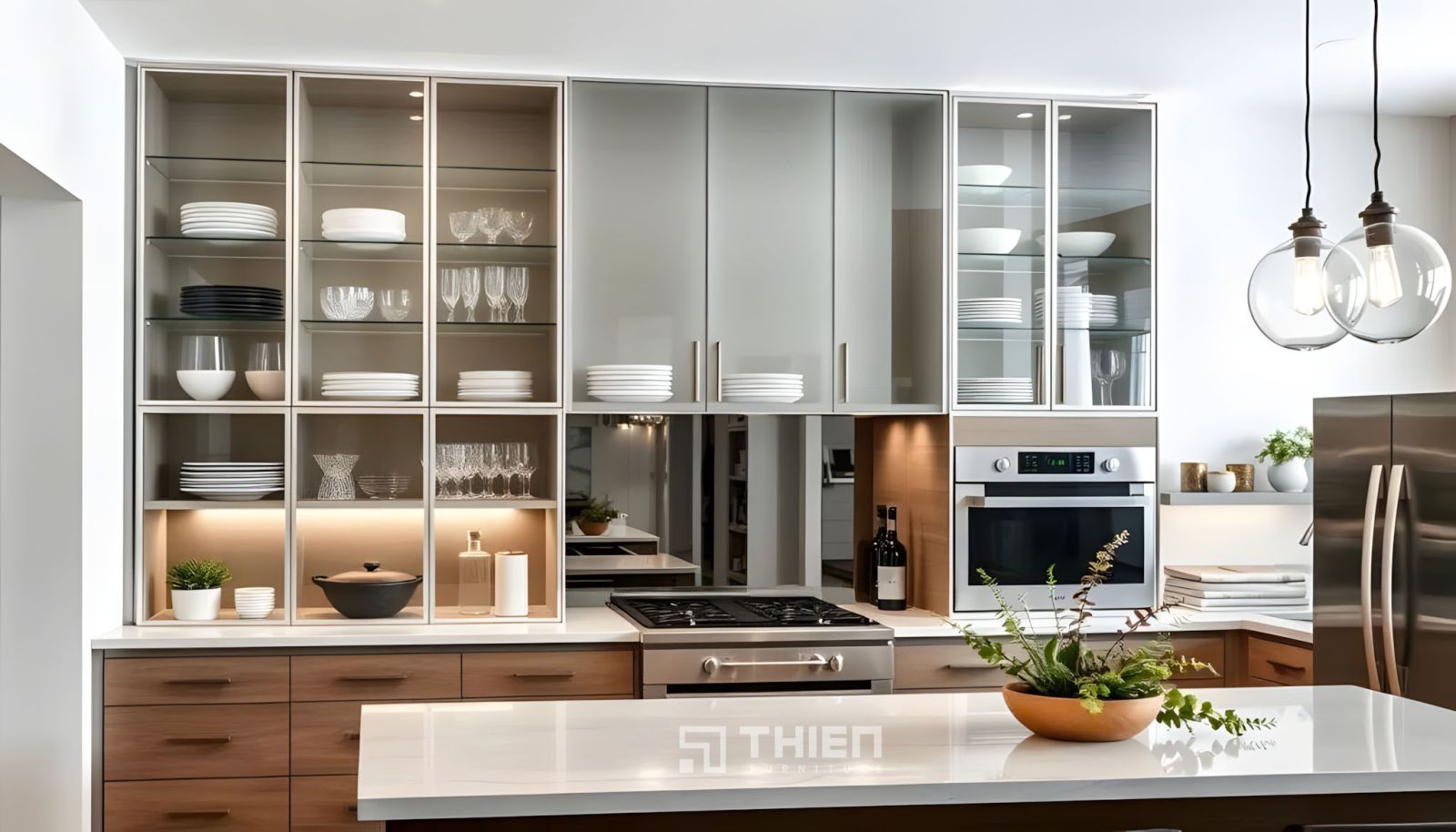 Tại sao tủ bếp inox cánh kính được ưa chuộng