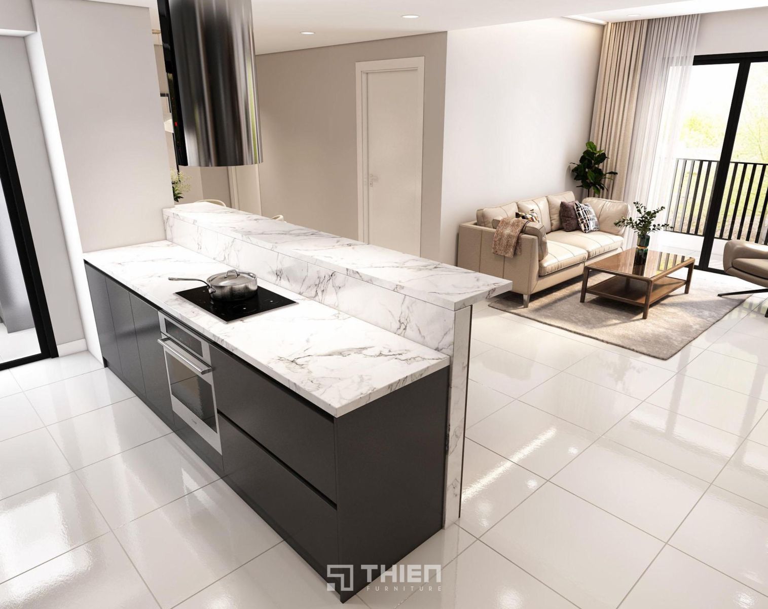 Xu Hướng Thiết Kế Phòng Khách Liền Bếp