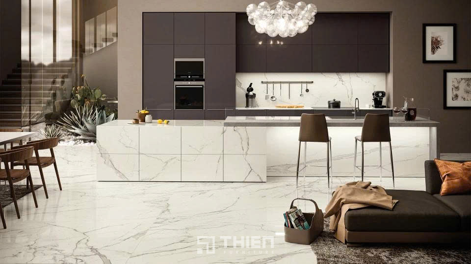 quầy bar phân chia không gian mở