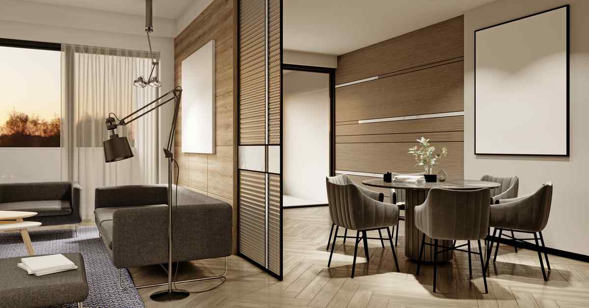 Vách ngăn bằng gỗ công nghiệp ấm cúng linh hoạt