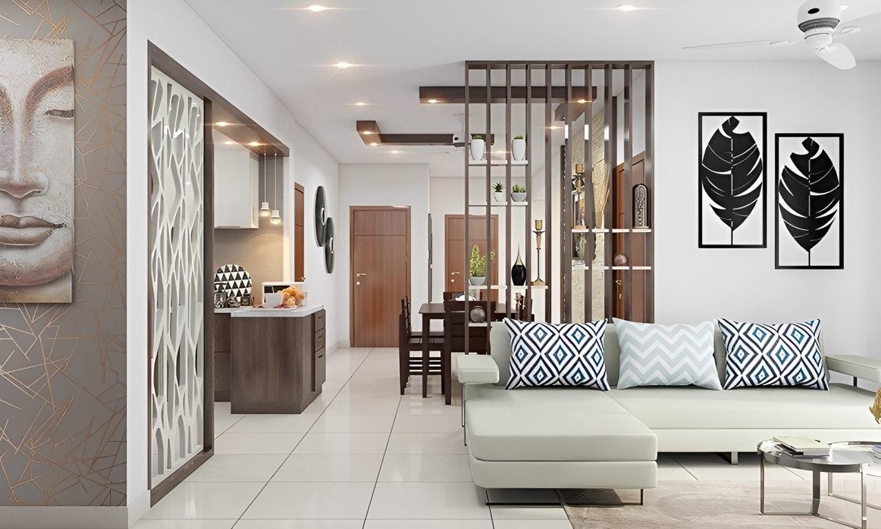 Vách ngăn kết hợp kệ trang trí tiện dụng đa năng