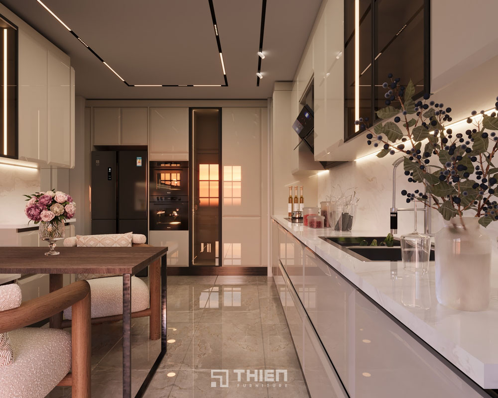 Tủ bếp chống ẩm phong cách hiện đại