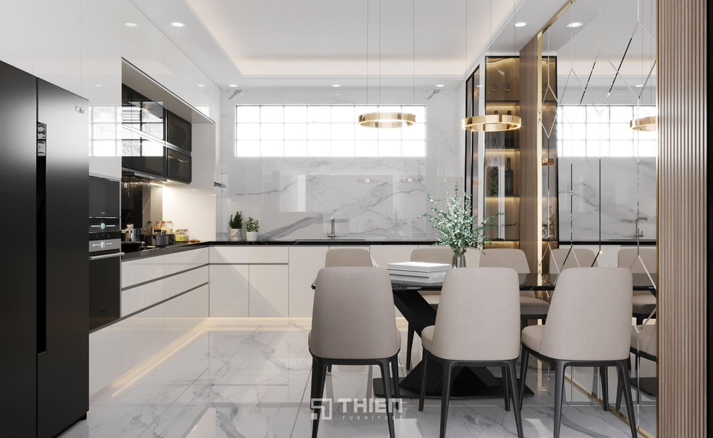 Tủ bếp chống ẩm phủ Acrylic/Laminate