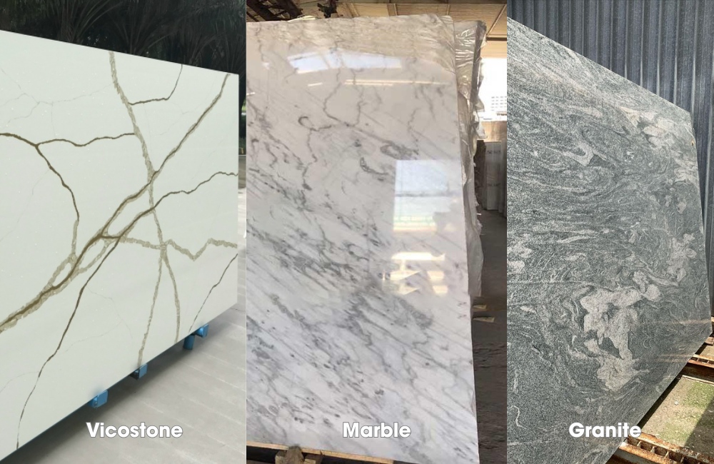 So sánh chi tiết đá Vicostone với đá Granite – Marble