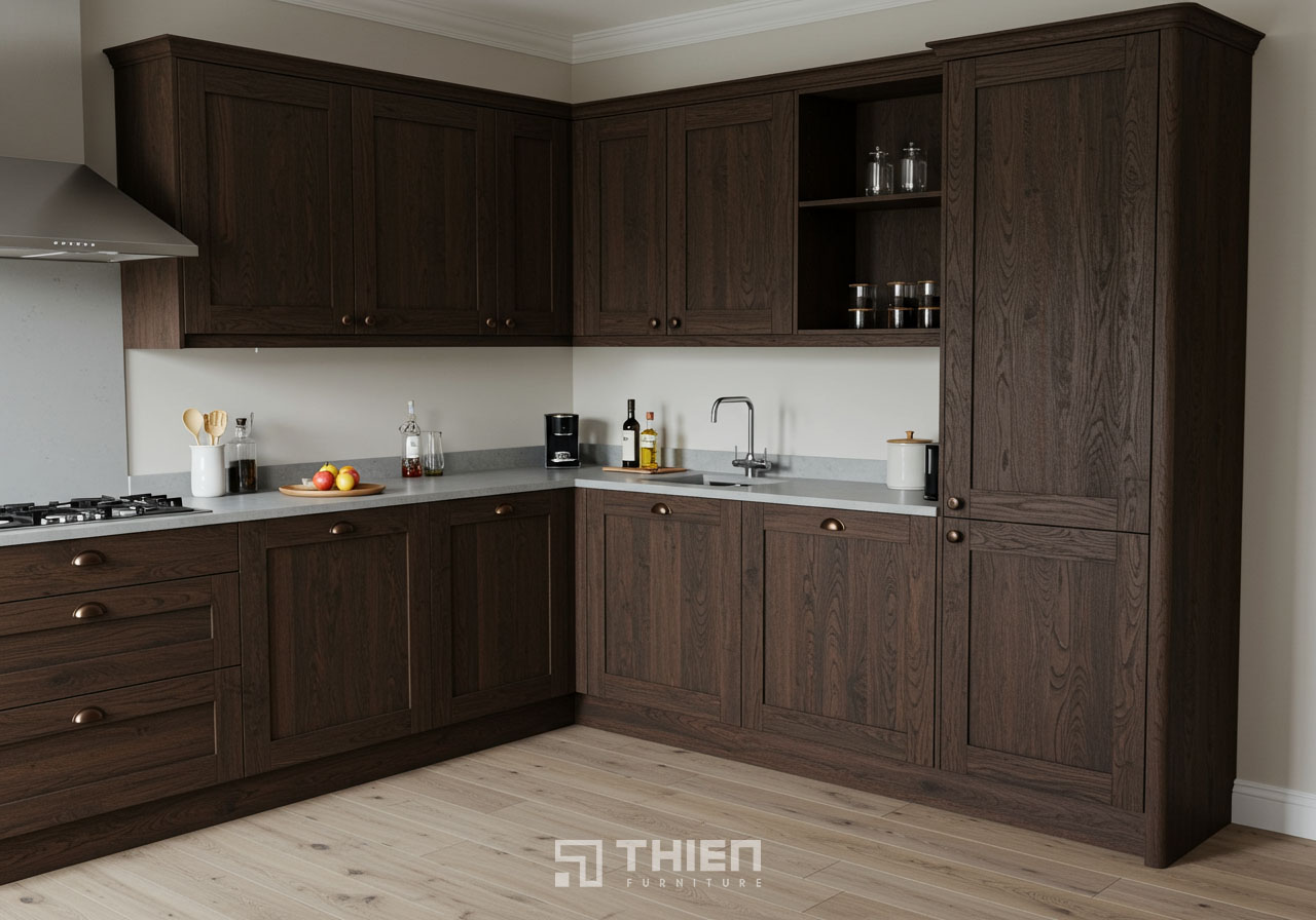 Nên chọn đơn vị thi công tủ bếp gỗ sồi Nga như thế nào