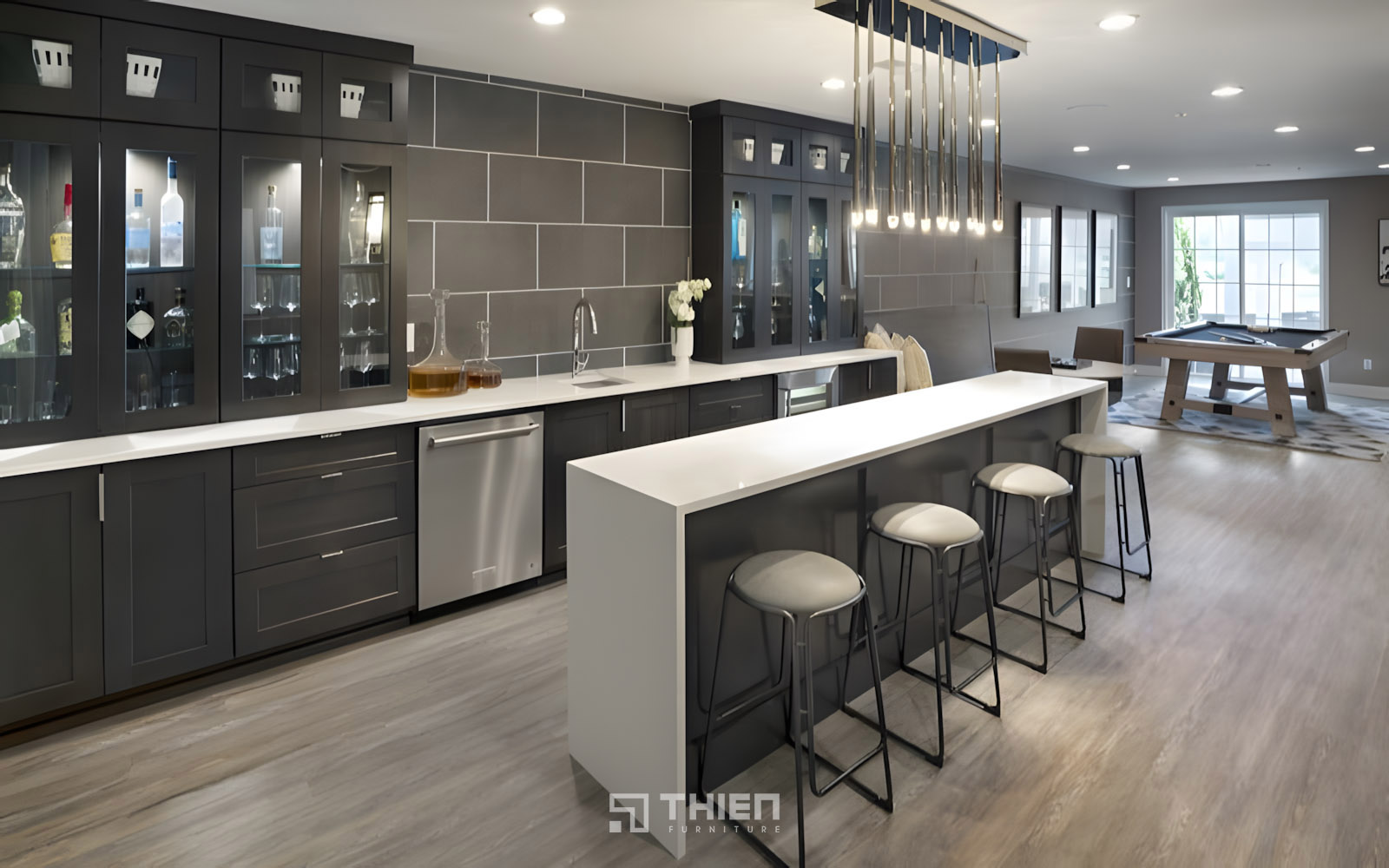 Quầy bar bếp hiện đại phong cách tối giản (Minimalist)