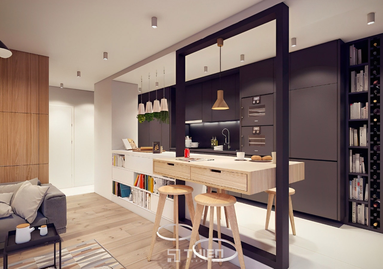Thiết kế quầy bar bếp hiện đại kiểu mở (Open Concept)