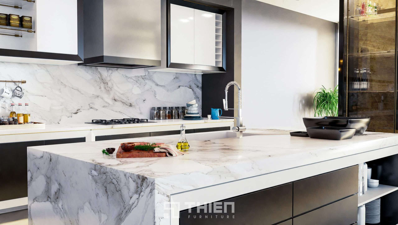 Backsplash cho mặt bếp đảo bếp