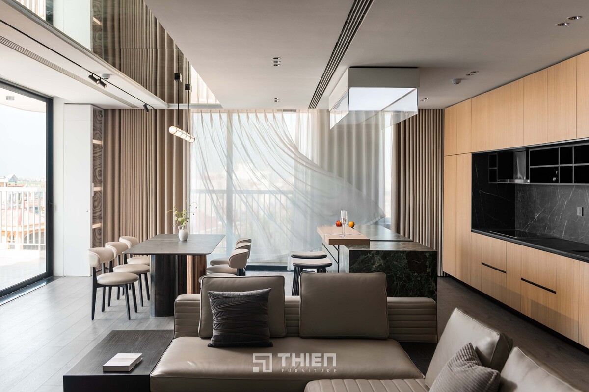 Bếp không gian mở tối giản