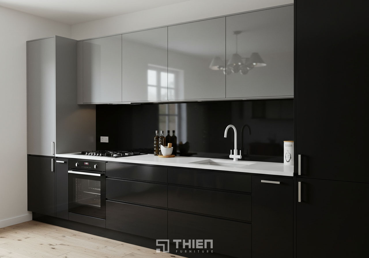 phối màu tủ bếp sang trọng