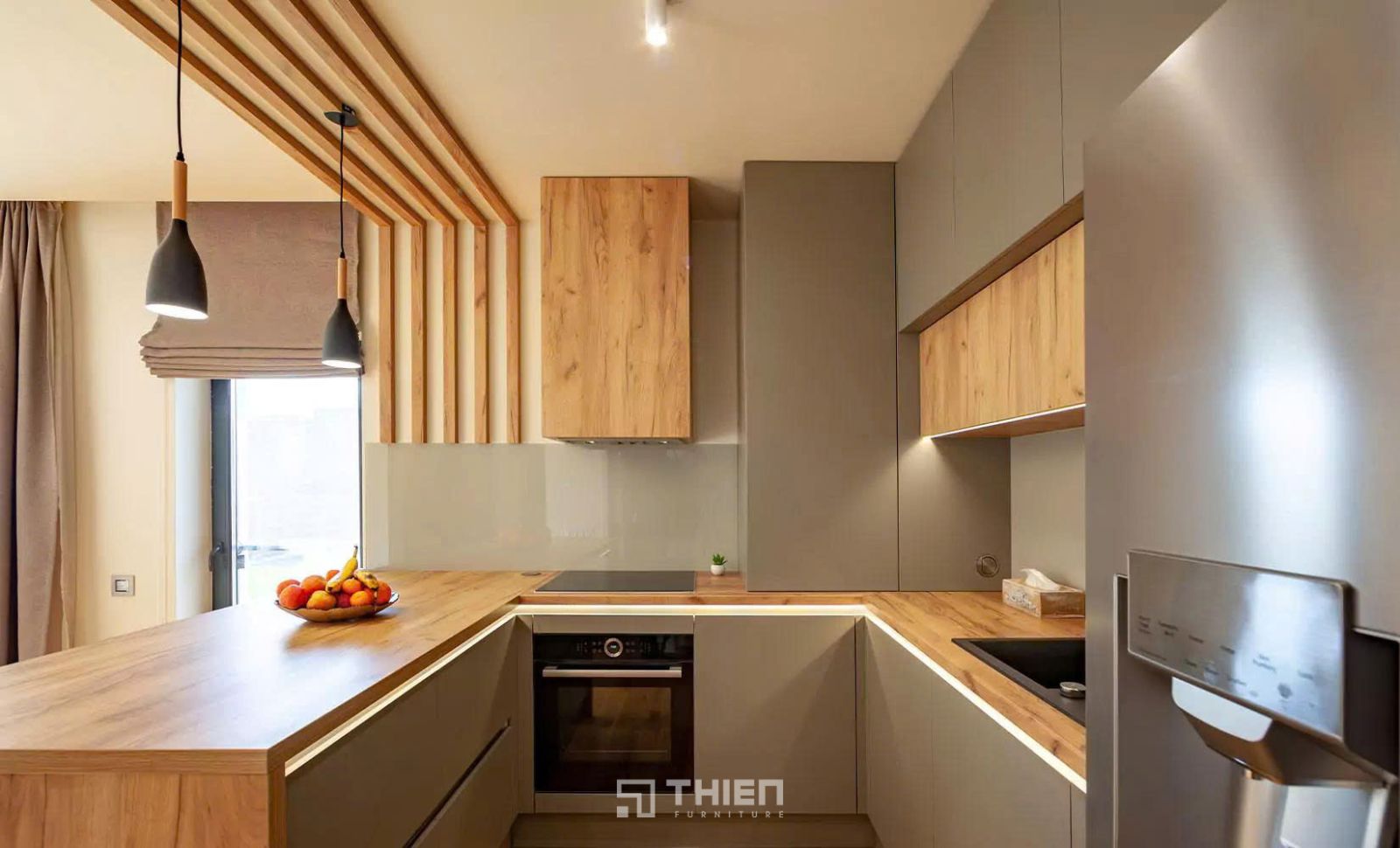 cách phối màu tủ bếp