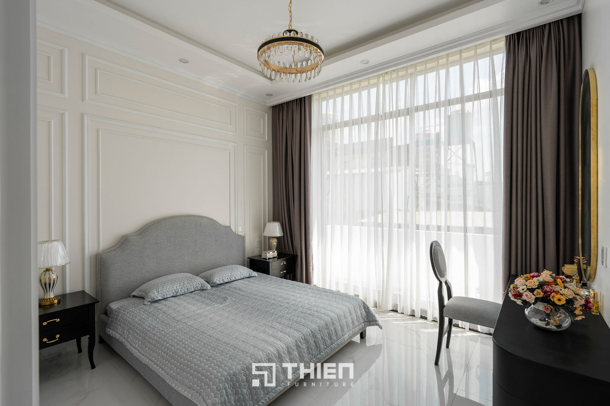 phòng ngủ hiện đại kết hợp màu trung tính