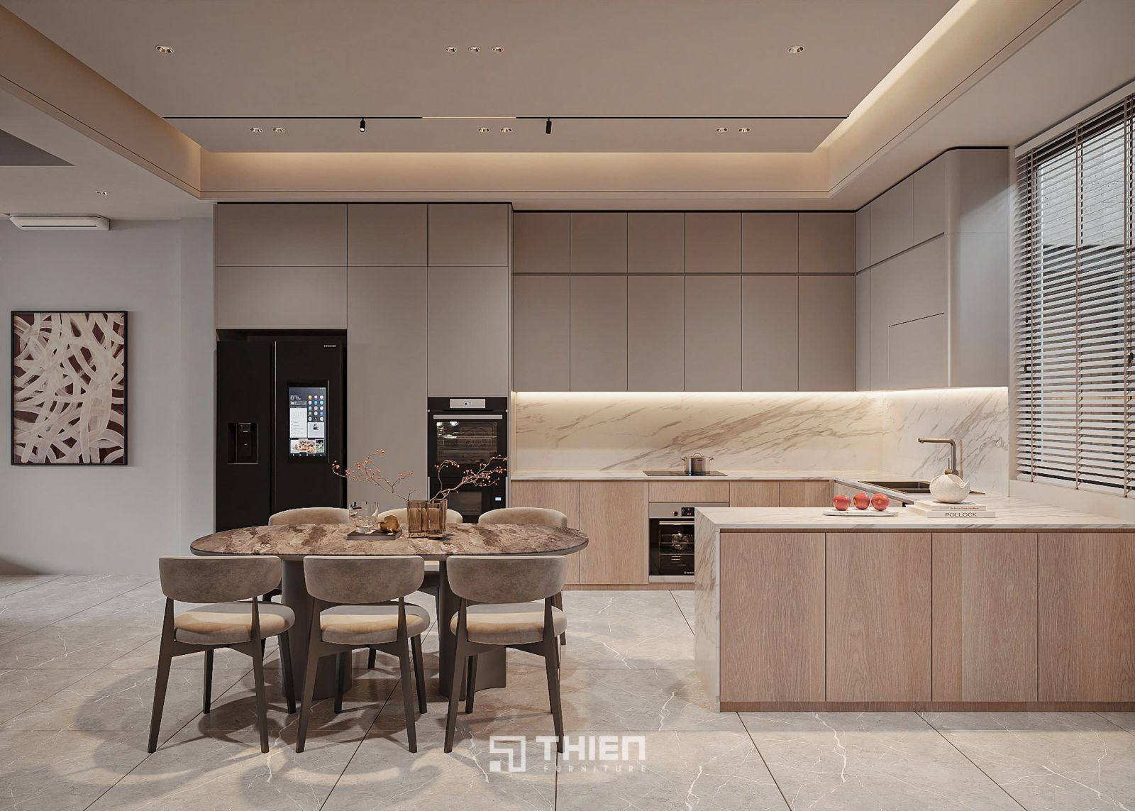 so sánh tủ bếp laminate và acrylic