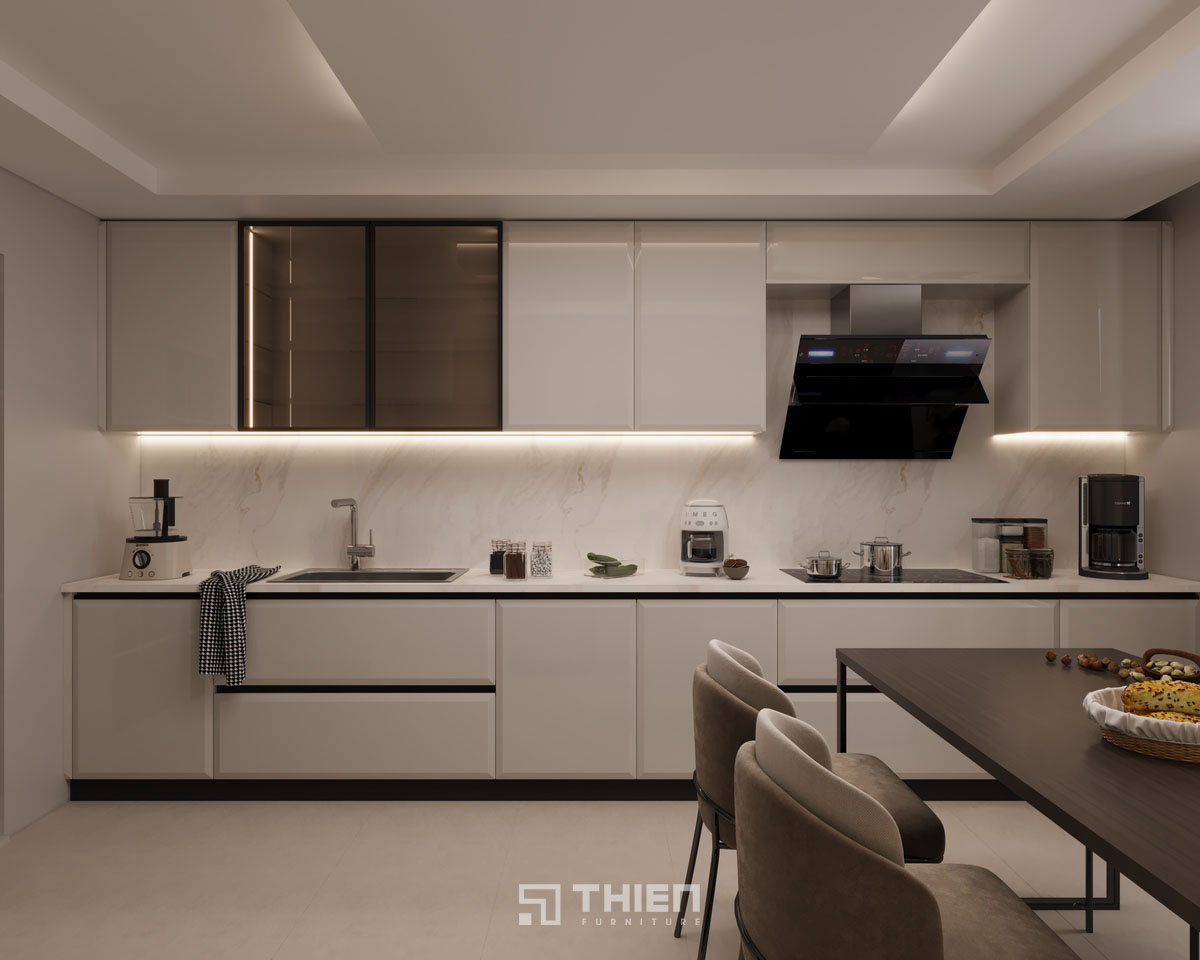 tủ bếp acrylic hay laminate bền hơn