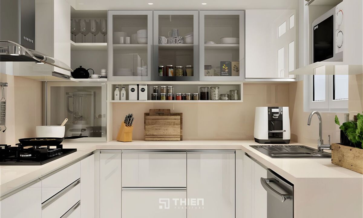 tủ bếp cánh kính cao cấp