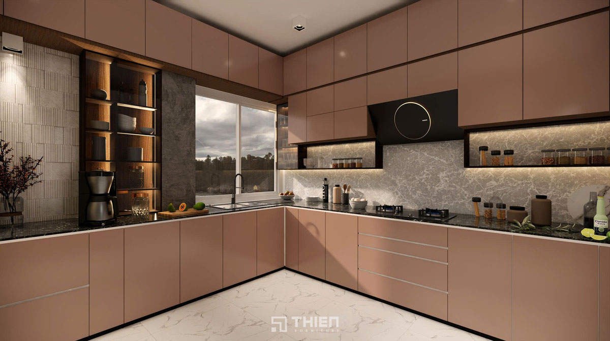 thiết kế tủ bếp gỗ công nghiệp