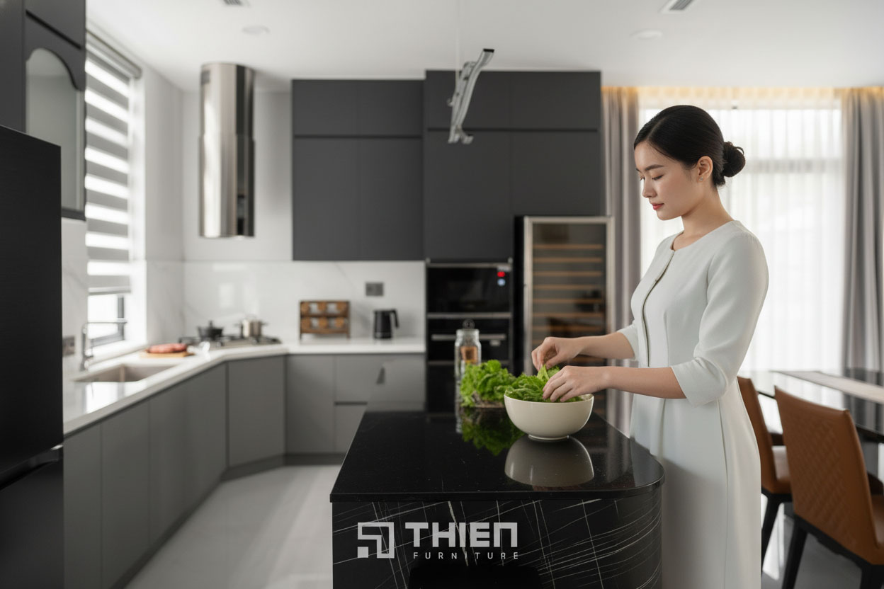 thiết kế tủ bếp theo nhu cầu sử dụng