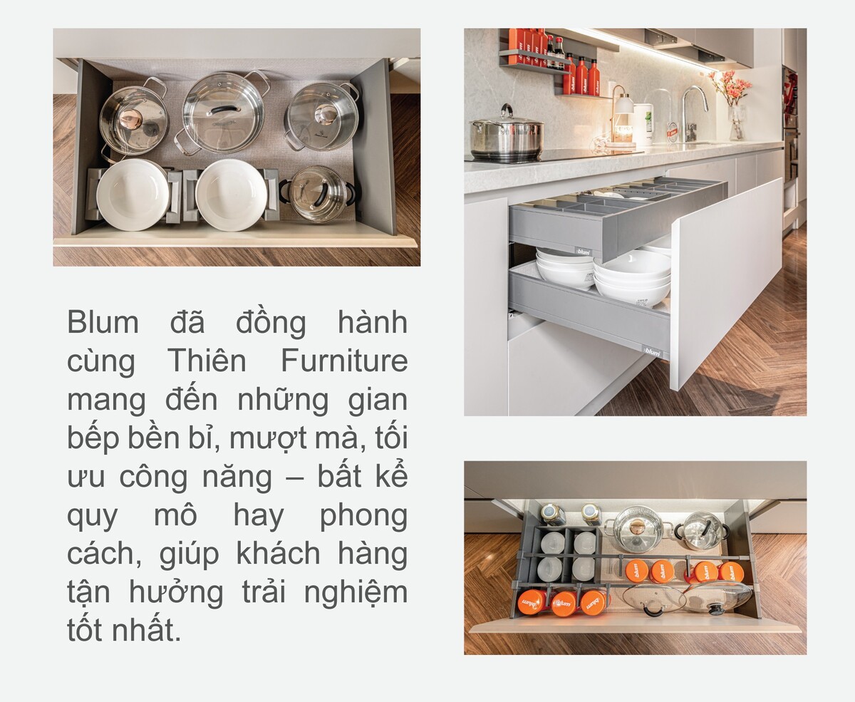 Tủ bếp Thiên và Blum