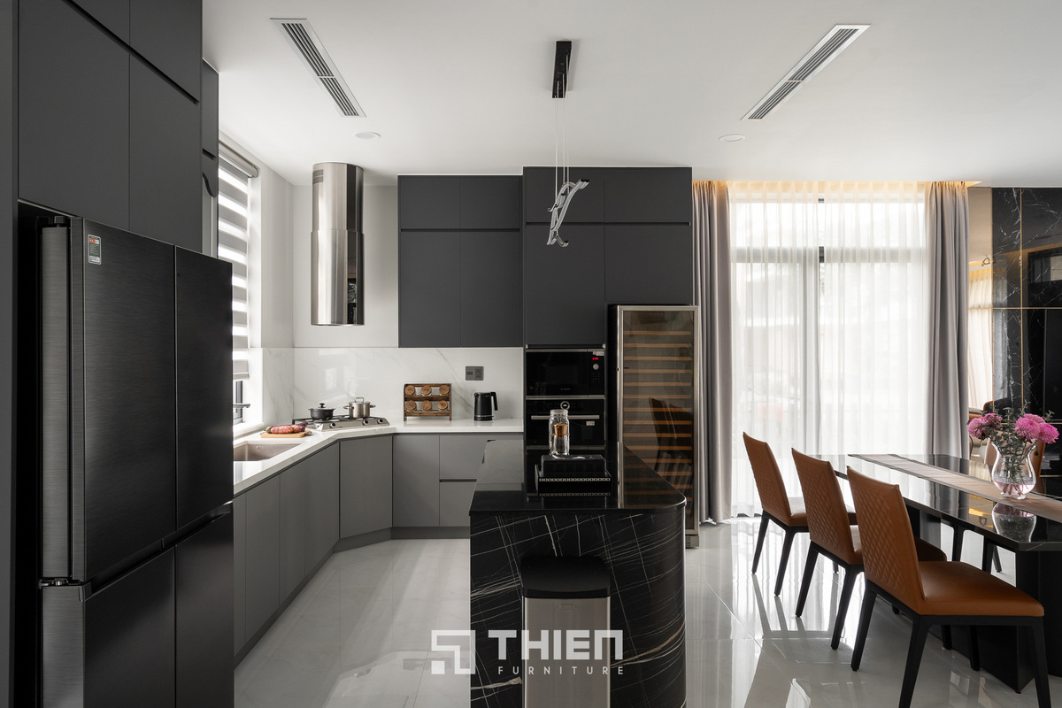 làm tủ bếp chữ L hiện đại