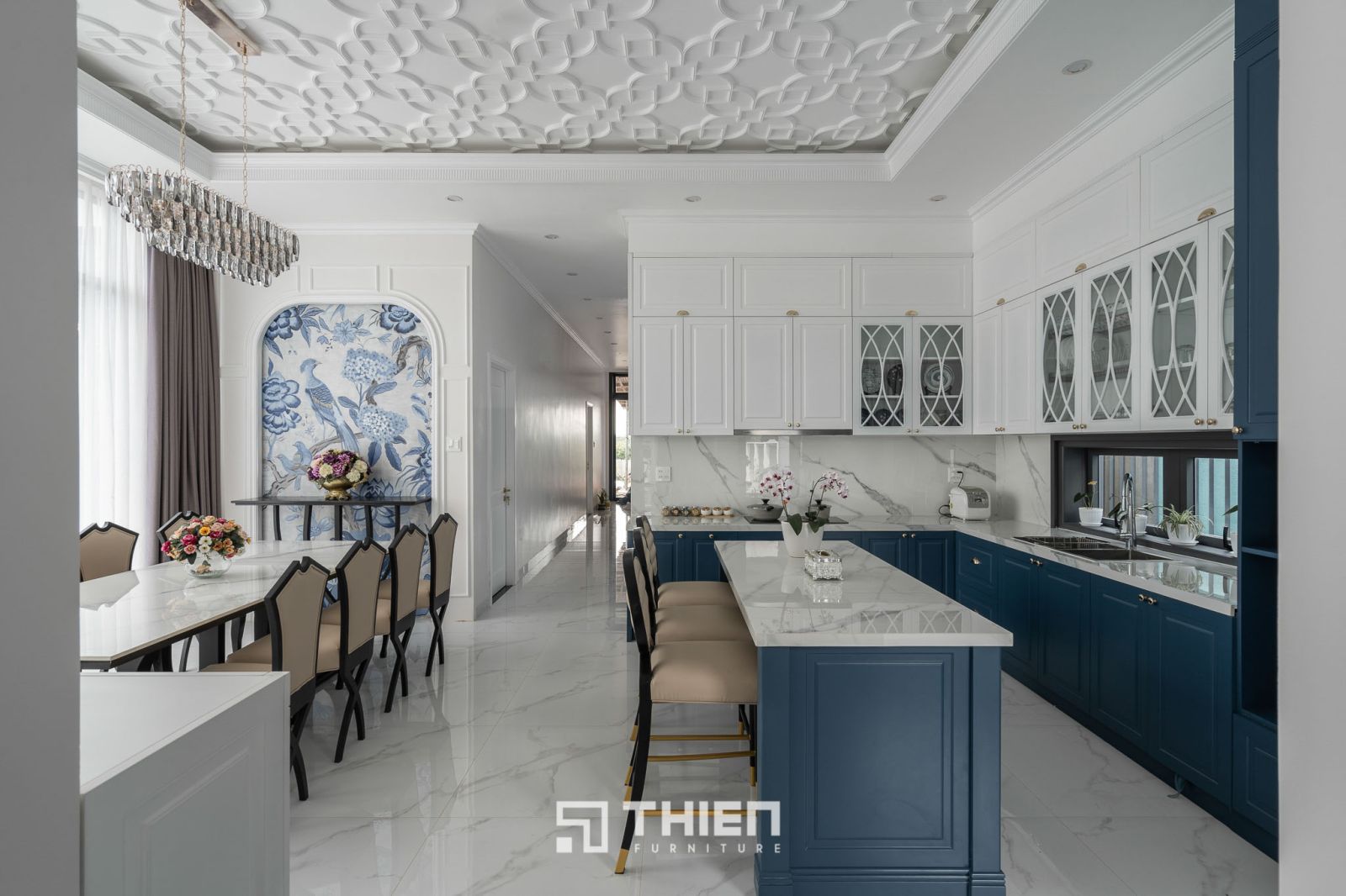 Tủ bếp miền Bắc tân cổ điển