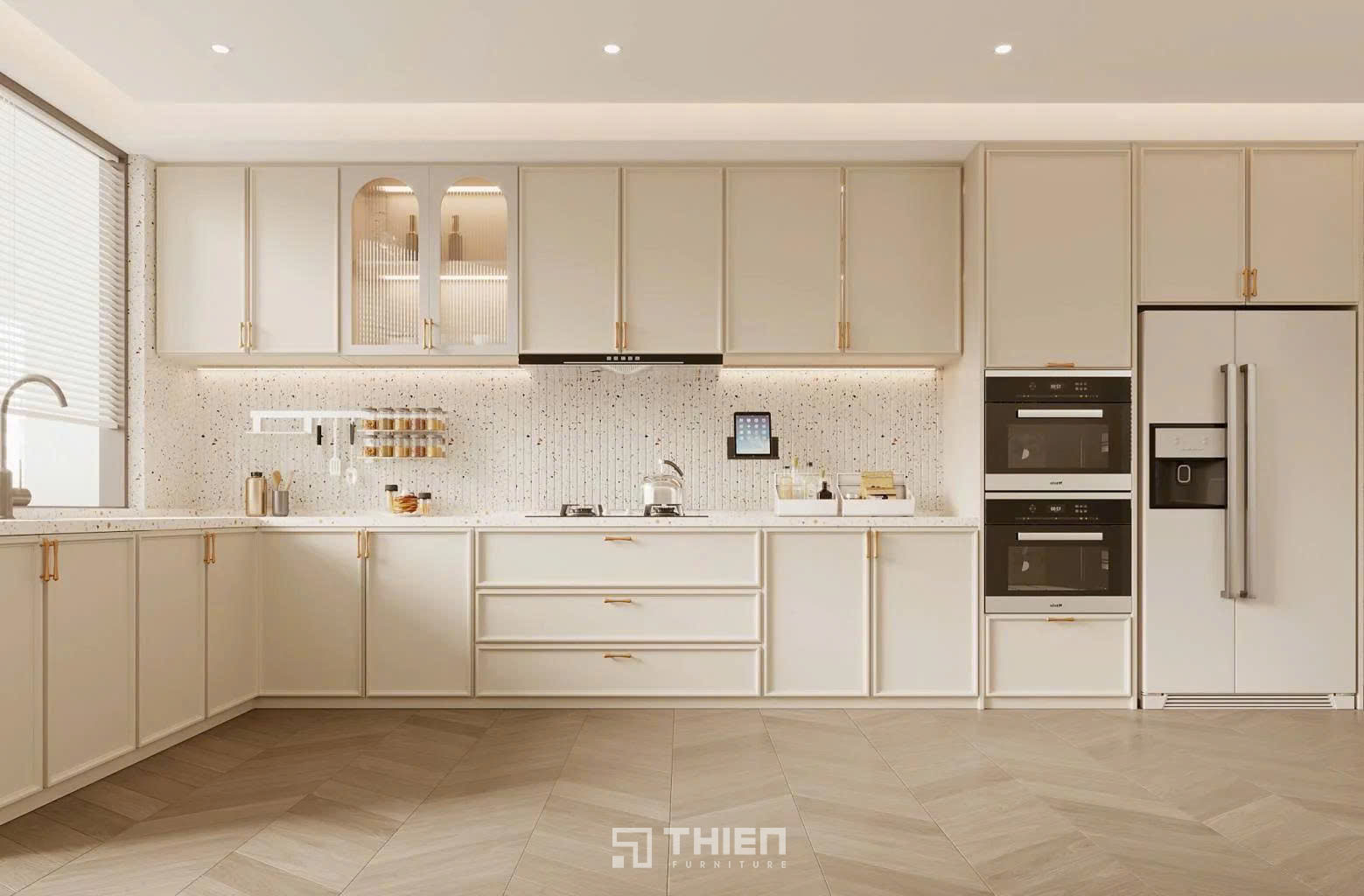Tủ bếp chữ L hiện đại