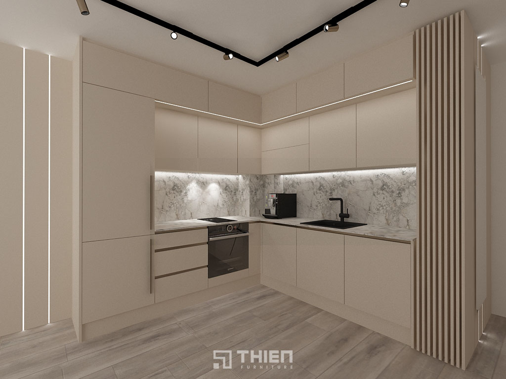 Tủ bếp chữ L hiện đại