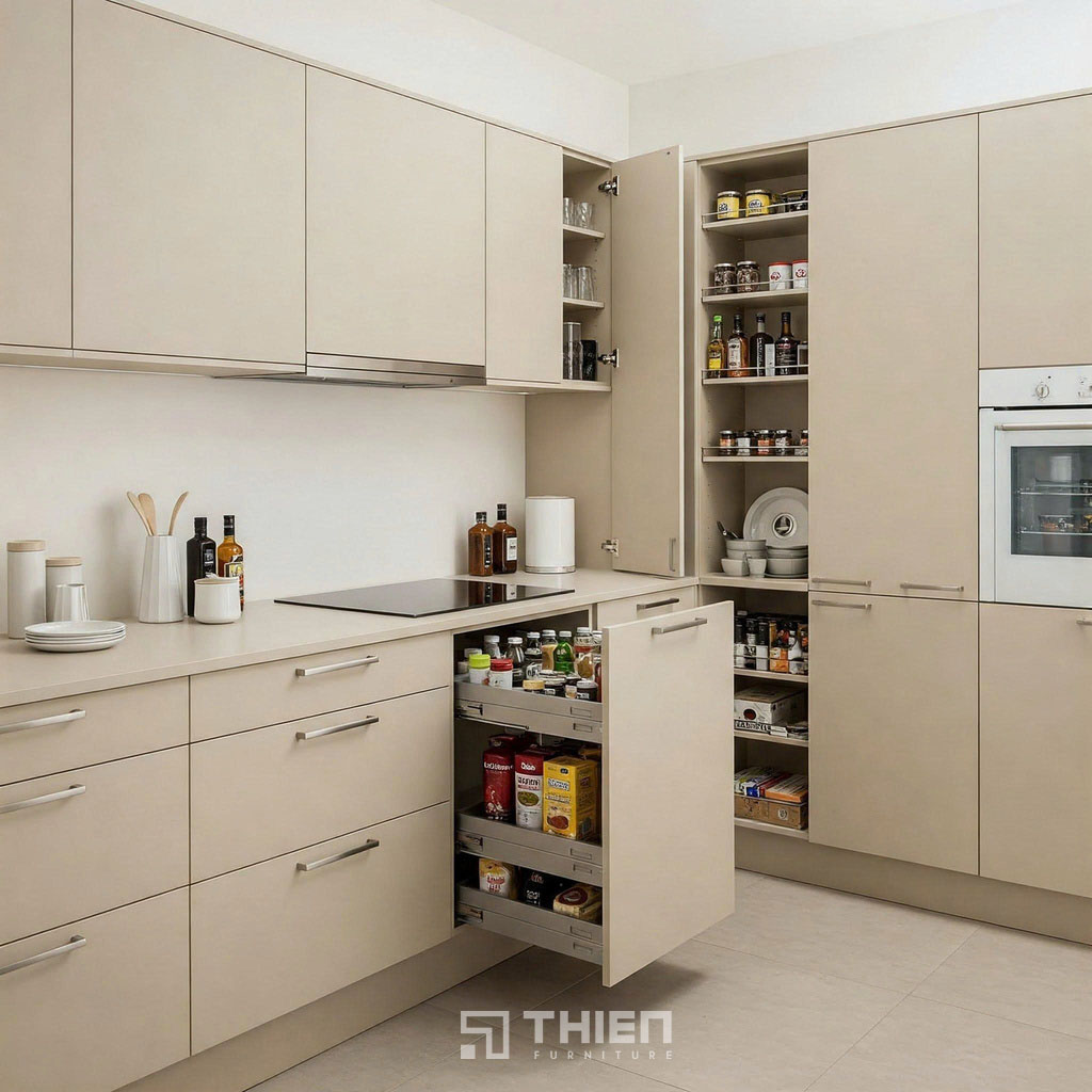 Tủ bếp kịch trần tối giản