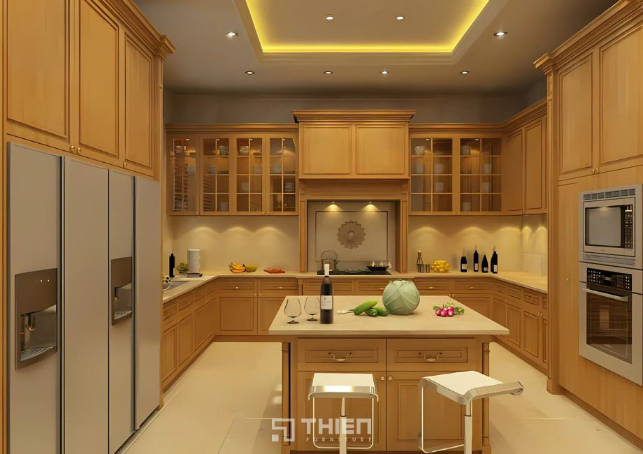 Mẫu tủ bếp dáng chữ U hiện đại 