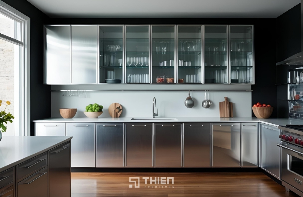tủ bếp nhôm kính