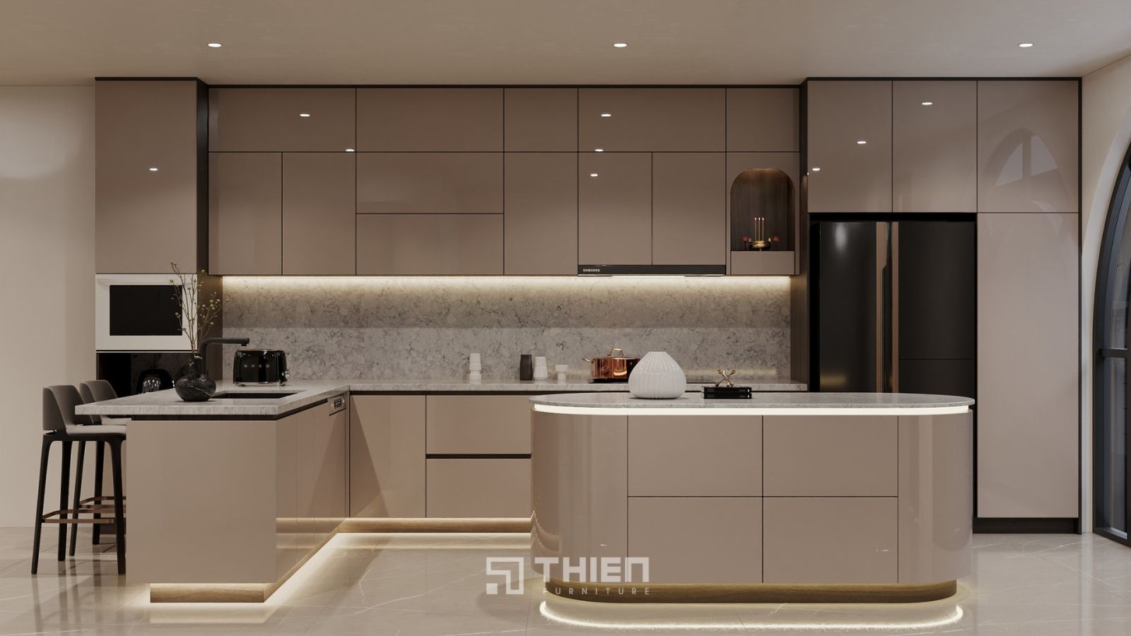 Bản Vẽ Tủ Bếp Chữ L Phân Khu Thông Minh