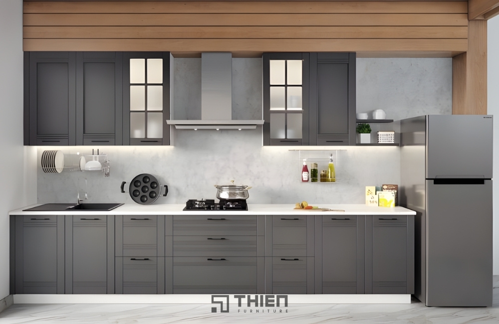 nhà bếp đơn giản ở nông thôn chữ I