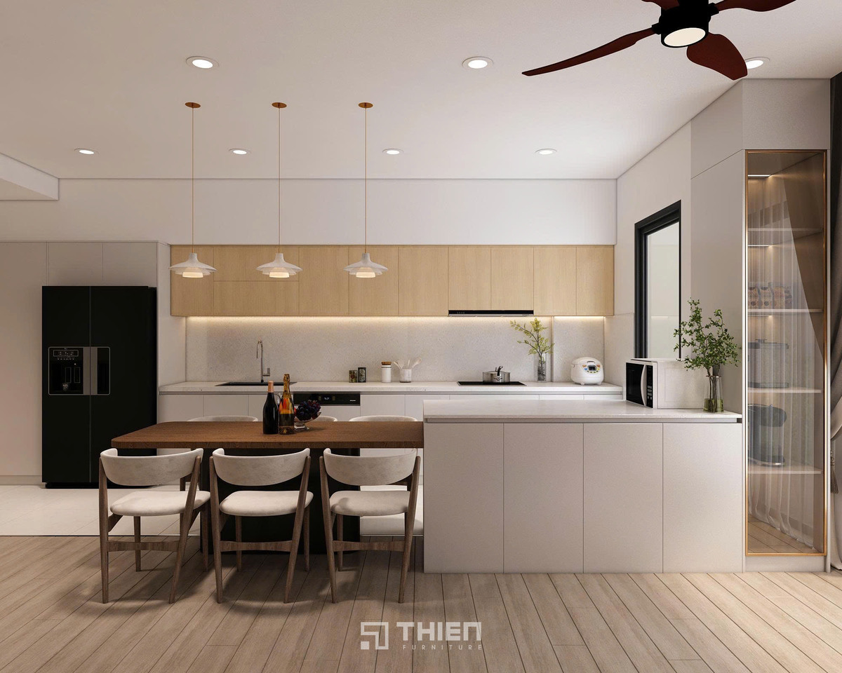 Thiết kế bếp kết hợp bàn ăn nhỏ