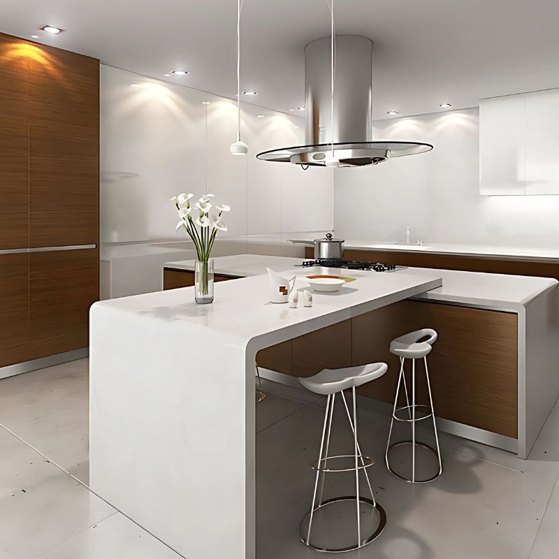 Bàn đảo bếp nhỏ gọn mặt đá