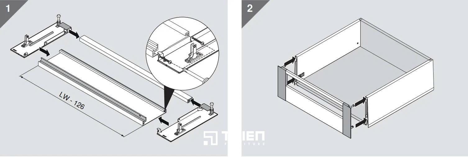 ray hộp âm ngăn kéo blum