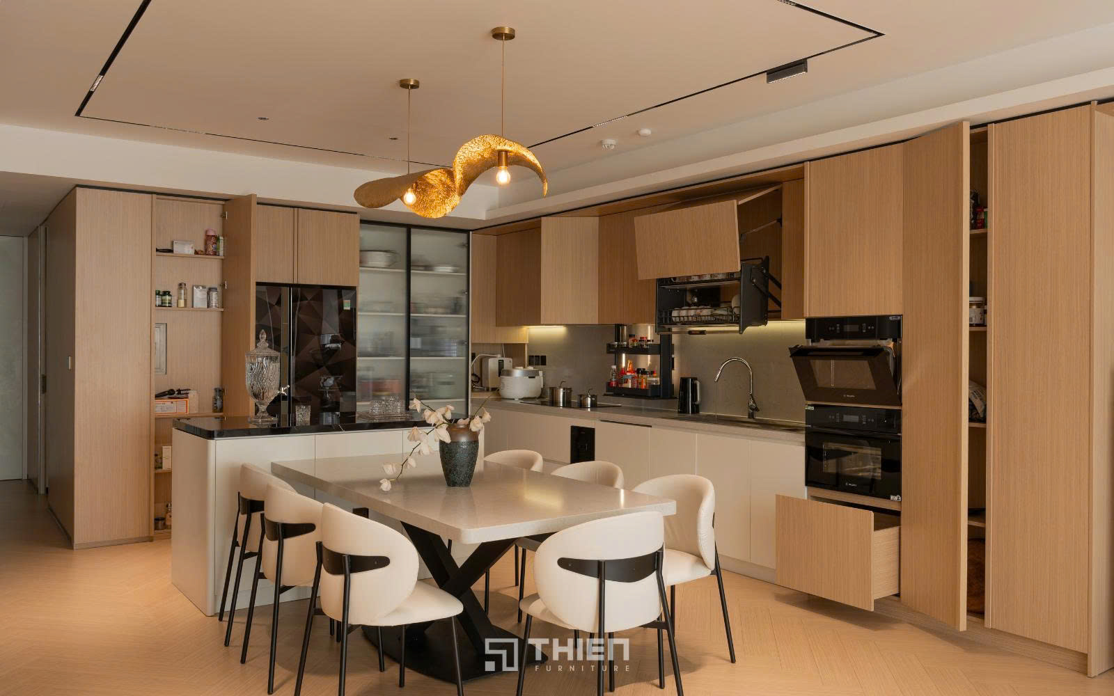 Tủ Bếp chữ L cho nhà phố hiện đại