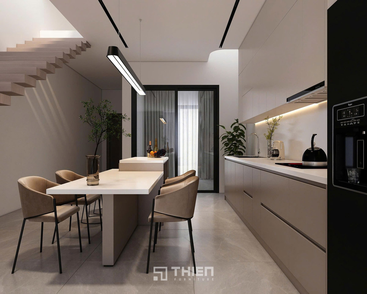 Tủ bếp chữ I có đảo bếp