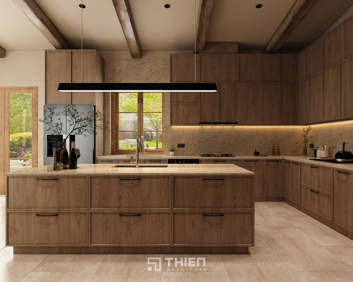 Tủ bếp đối xứng phong cách hiện đại