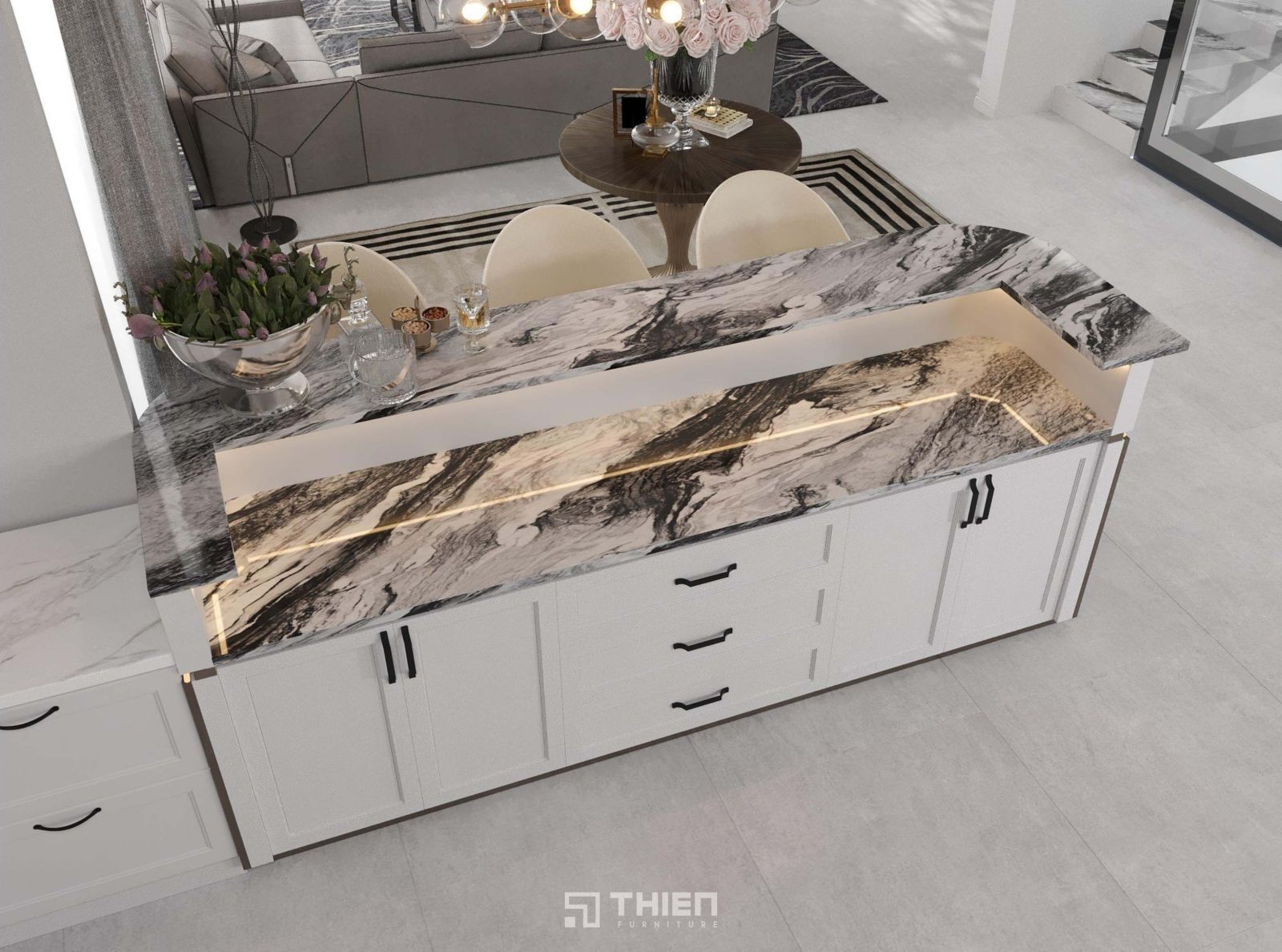 Tủ Bếp Tân Cổ Điển Chữ U