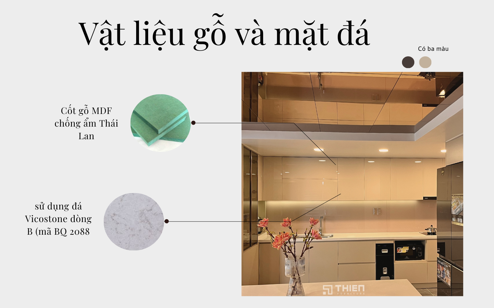 Vật liệu gỗ và mặt đá