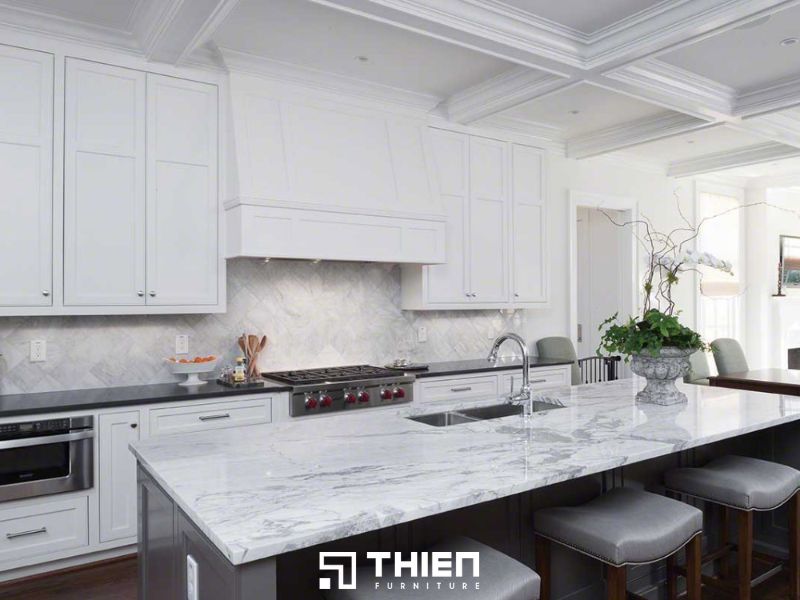 Đá Marble dùng để ốp bàn đảo bếp