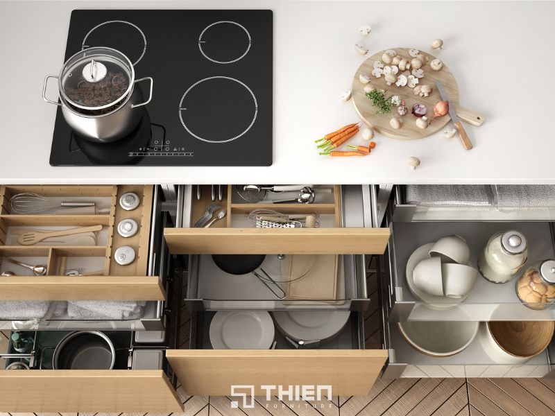 Phụ kiện bếp đóng vai trò quan trọng trong quá trình thi công tủ bếp