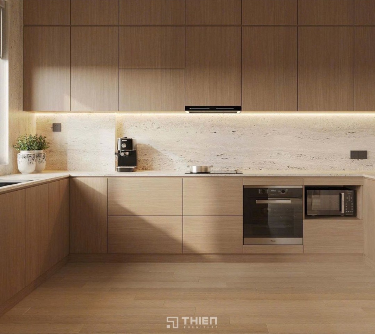 Tủ bếp cao cấp làm bằng Melamine WPB có độ bền cao