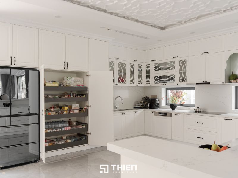 Mẫu tủ bếp đẹp, hiện đại bằng chất liệu gỗ công nghiệp