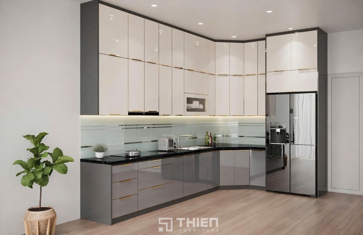 Tủ bếp nhôm kính phù hợp với nhà cấp 4