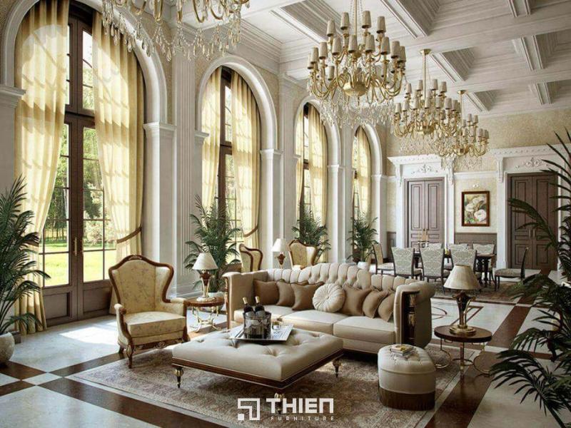 Mẫu phòng khách cổ điển theo hơi hướng Rococo