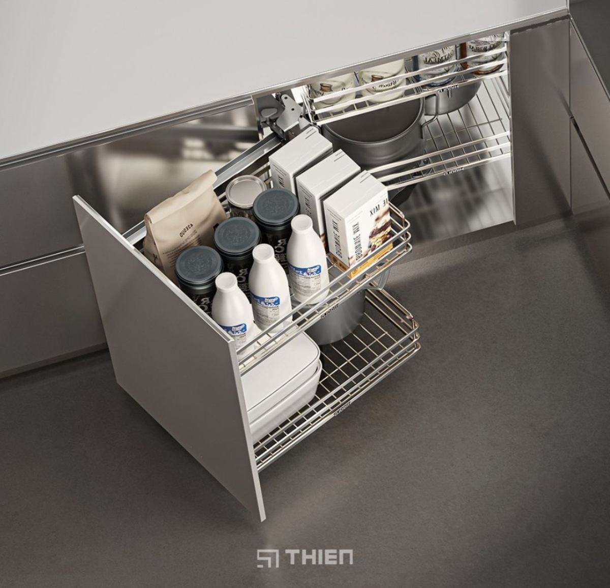 Kệ góc liên hoàn tủ bếp
